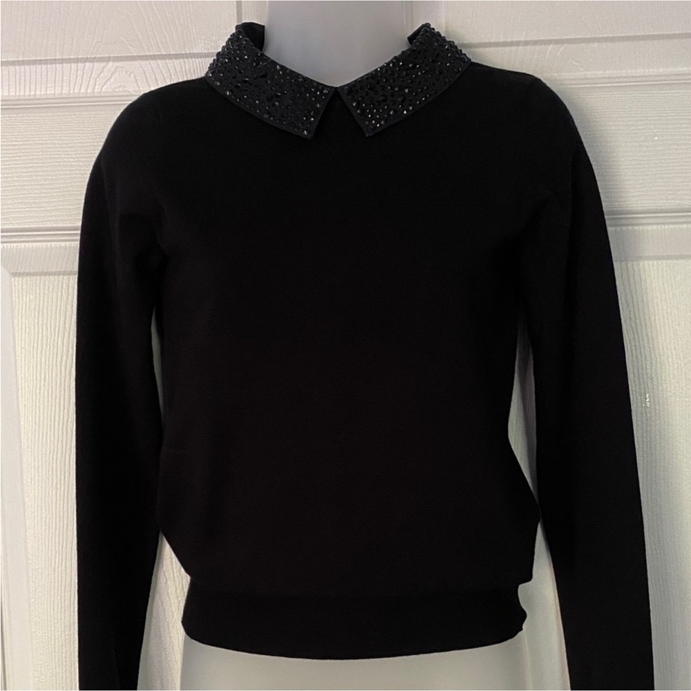 Karenn Millen Sweater Crystal Collar Knit Collection Black New size 0 - Picture 6 of 14
